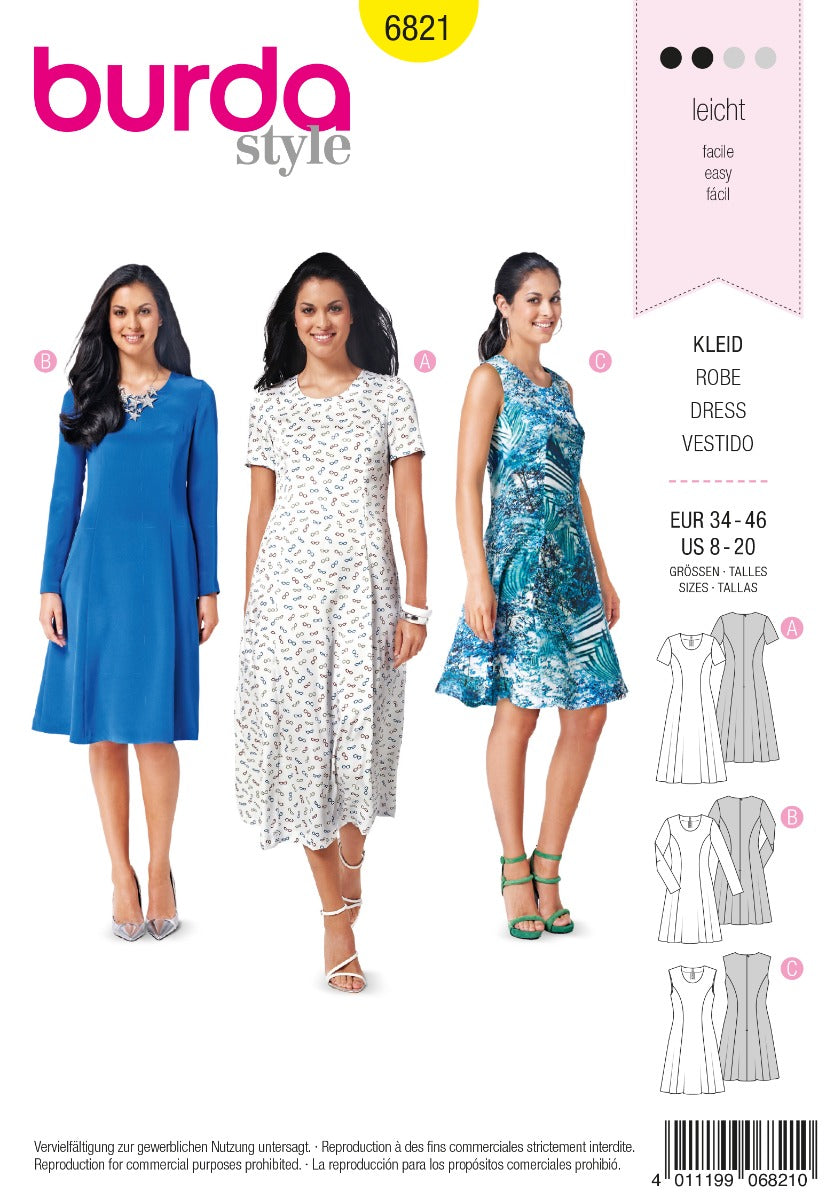 Burda Sewing Pattern 6821 Dress - Ribes y Casals