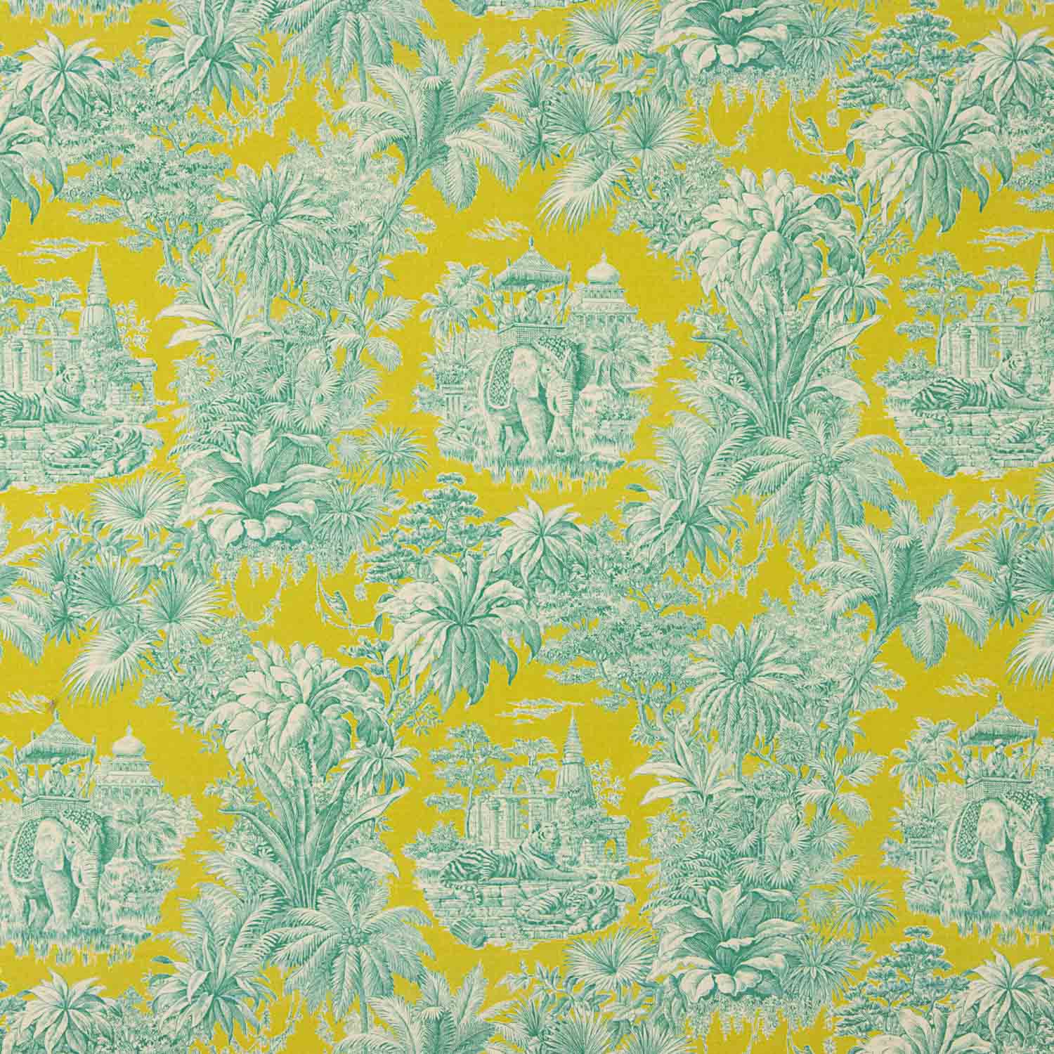 Cotton Poplin Exotic Jungle Print Lime - Ribes y Casals