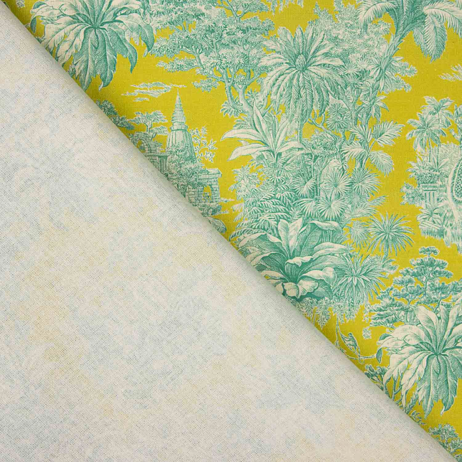 Cotton Poplin Exotic Jungle Print Lime - Ribes y Casals