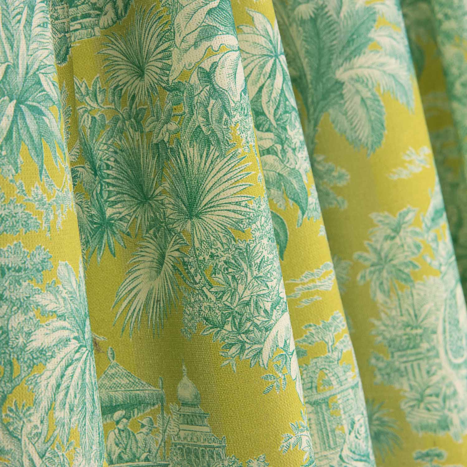 Cotton Poplin Exotic Jungle Print Lime - Ribes y Casals