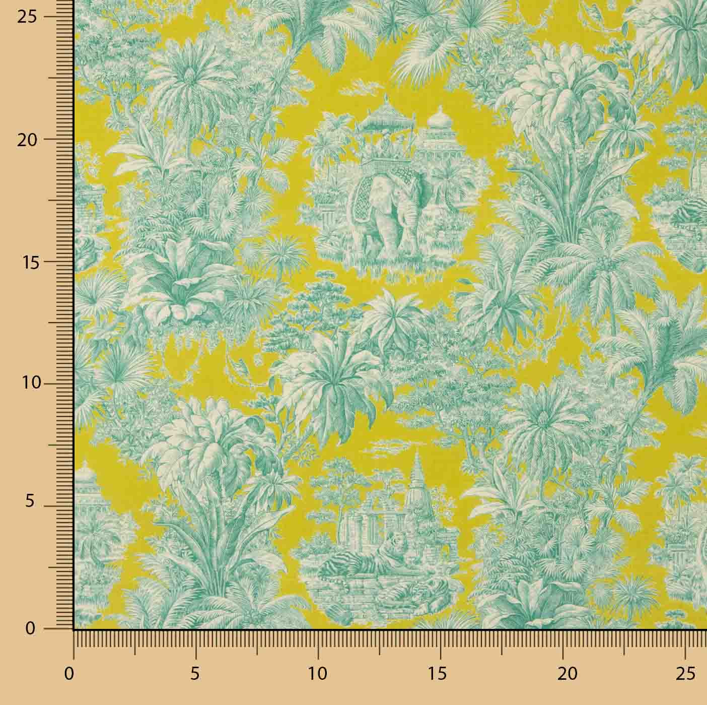 Cotton Poplin Exotic Jungle Print Lime - Ribes y Casals