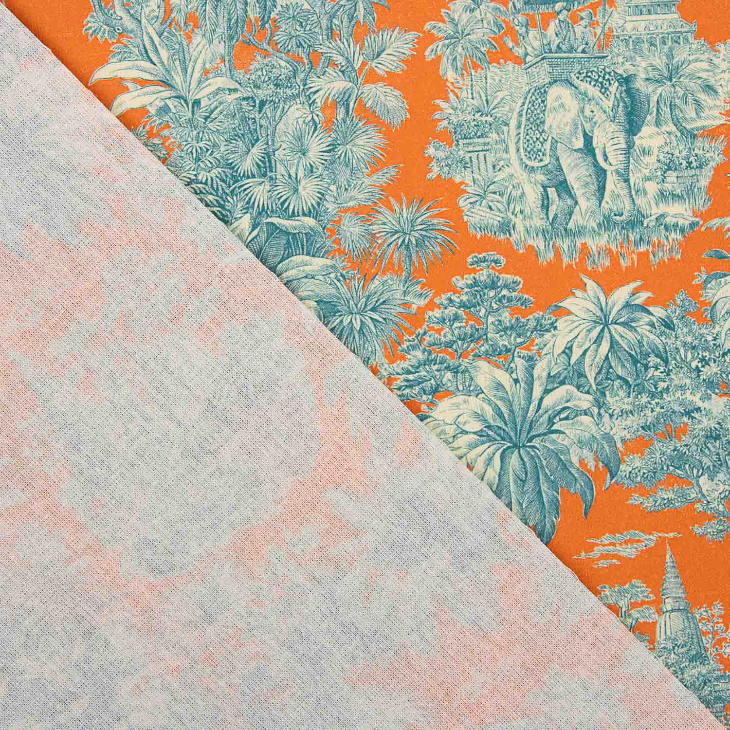 Orange Exotic Jungle Printed Cotton Poplin - Ribes y Casals
