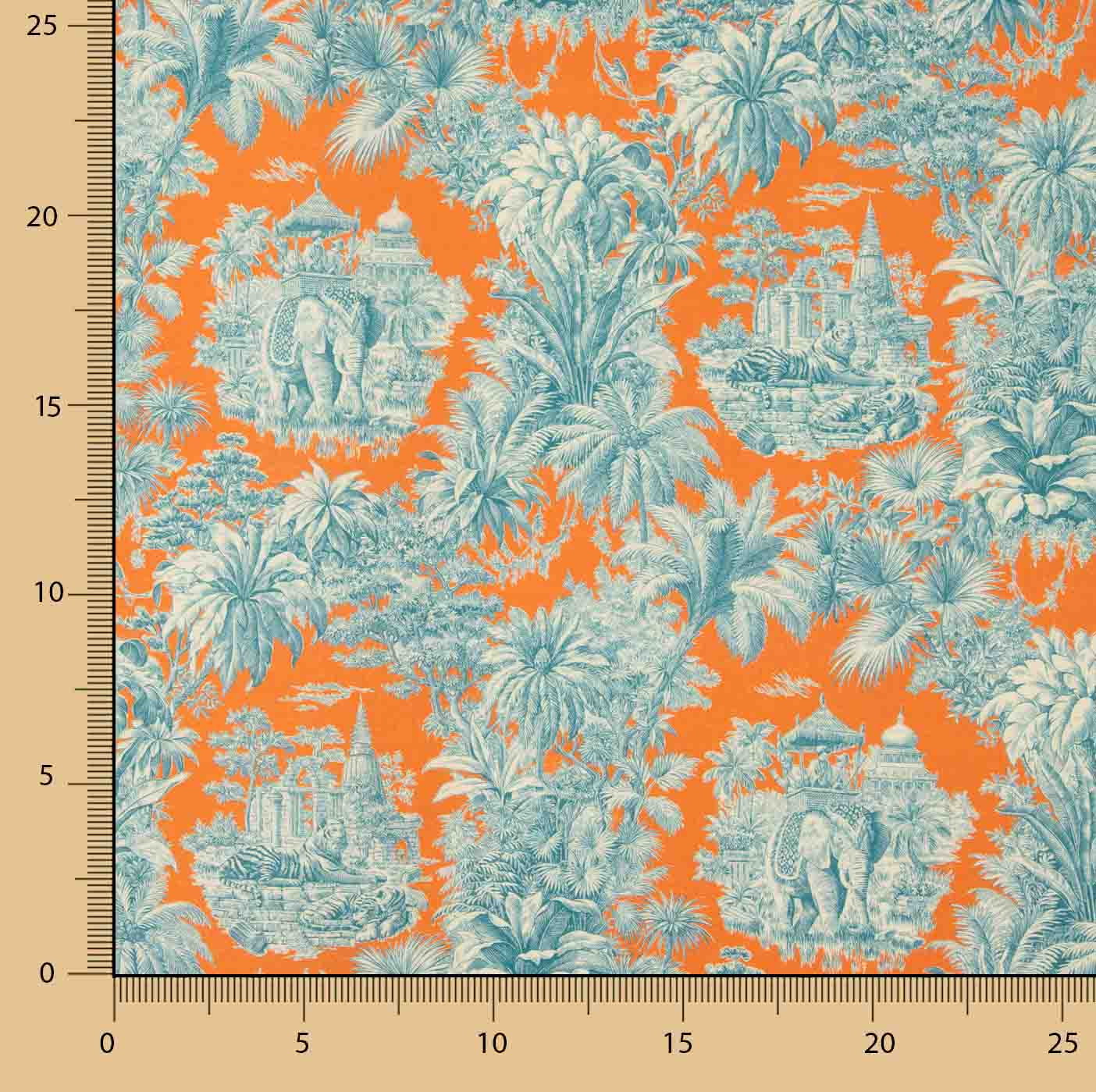 Orange Exotic Jungle Printed Cotton Poplin - Ribes y Casals