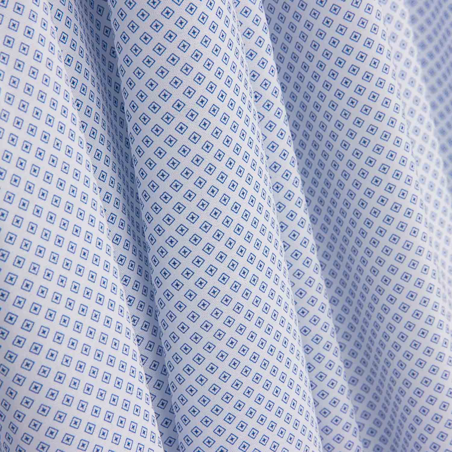 Blue and White Geometric Cotton Voile - Ribes y Casals
