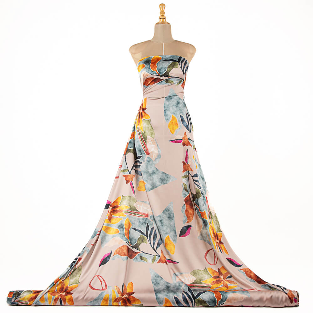 Satin Printed Flower Oil Pearl - Ribes y Casals