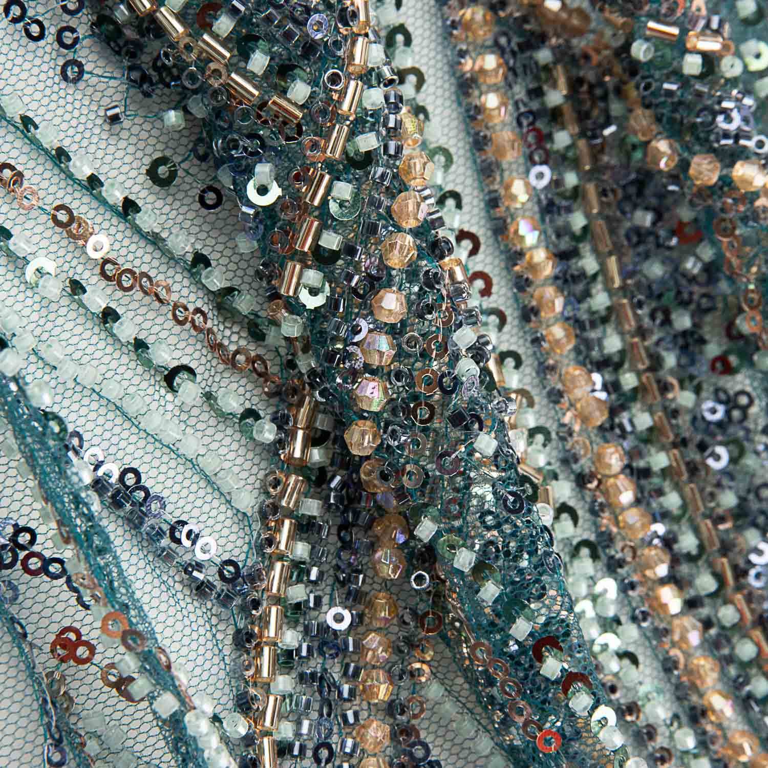 Blue Tulle and Soft Gold Gradient Rhinestones - Ribes y Casals
