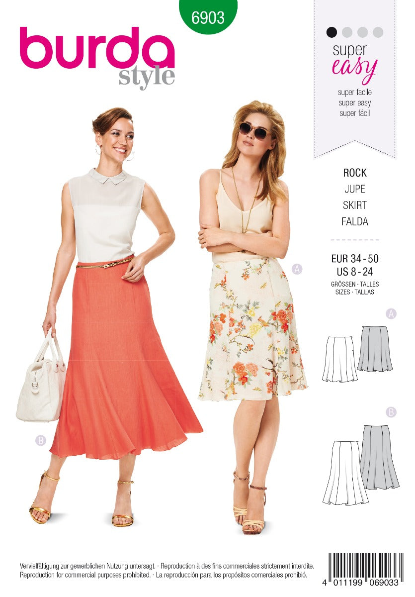 Burda Sewing Pattern 6903 Skirt - Ribes y Casals