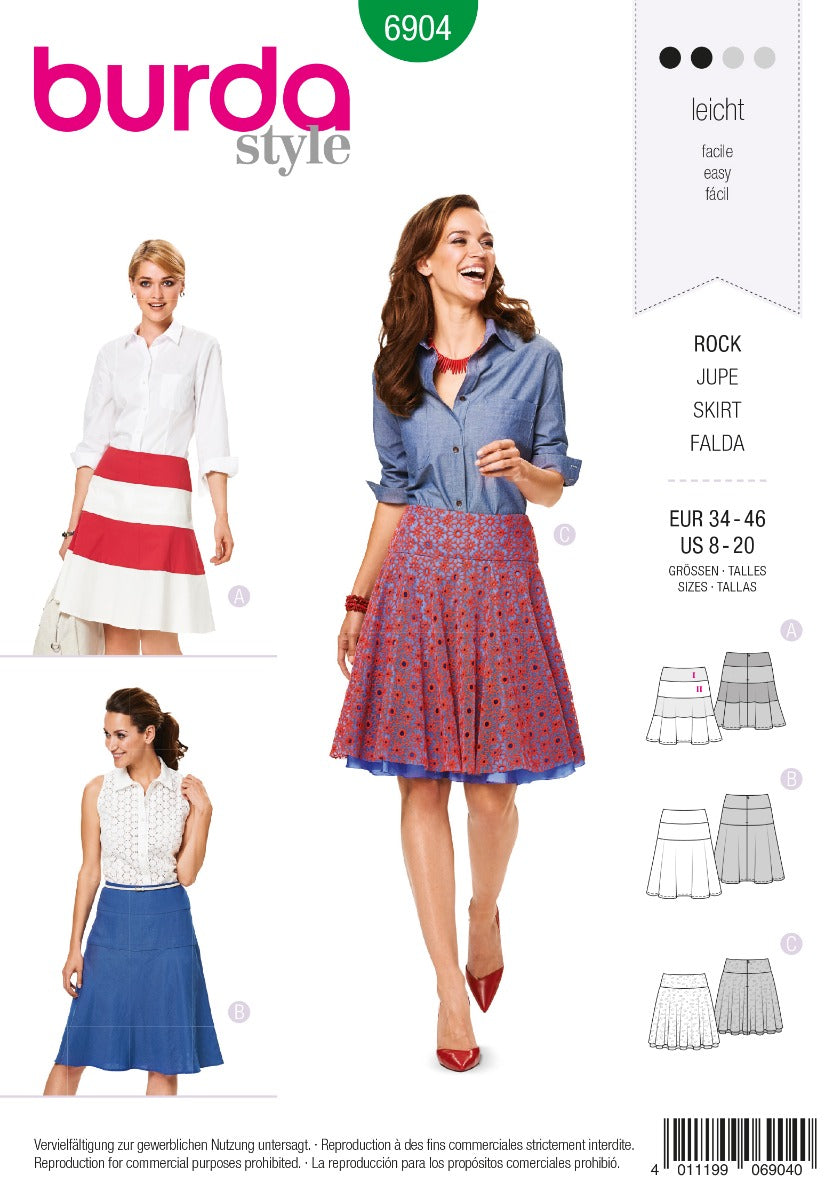 Burda Sewing Pattern 6904 Skirt - Ribes y Casals