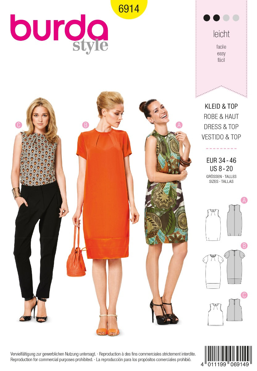 Burda Sewing Pattern 6914 Dress and Top - Ribes y Casals