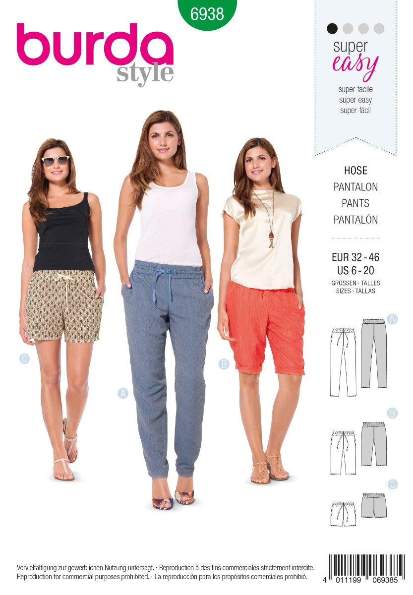 Burda Sewing Pattern 6938 Pants - Ribes y Casals