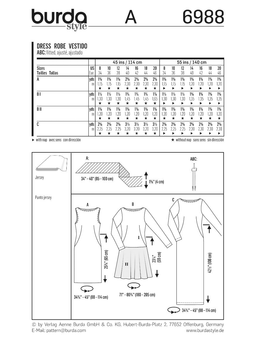 Burda Sewing Pattern 6988 Dress - Ribes y Casals