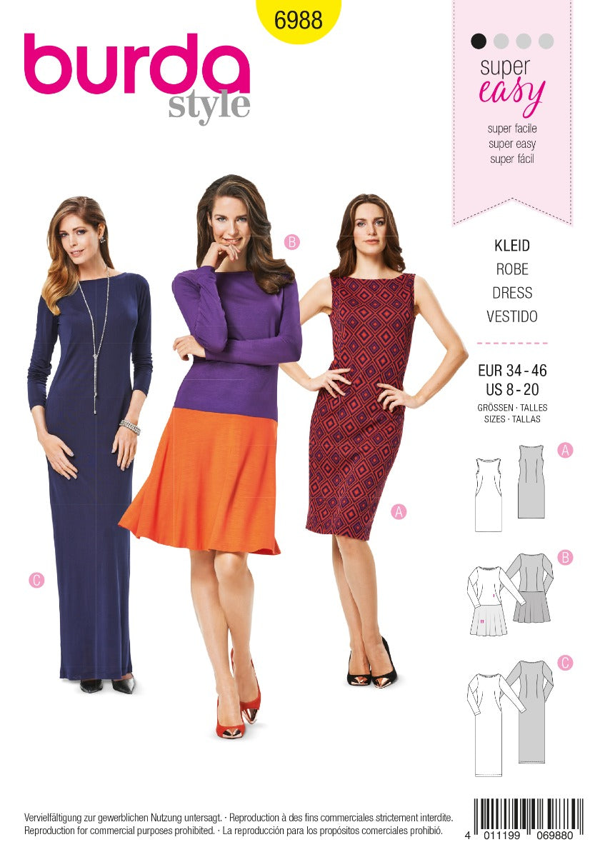 Burda Sewing Pattern 6988 Dress - Ribes y Casals