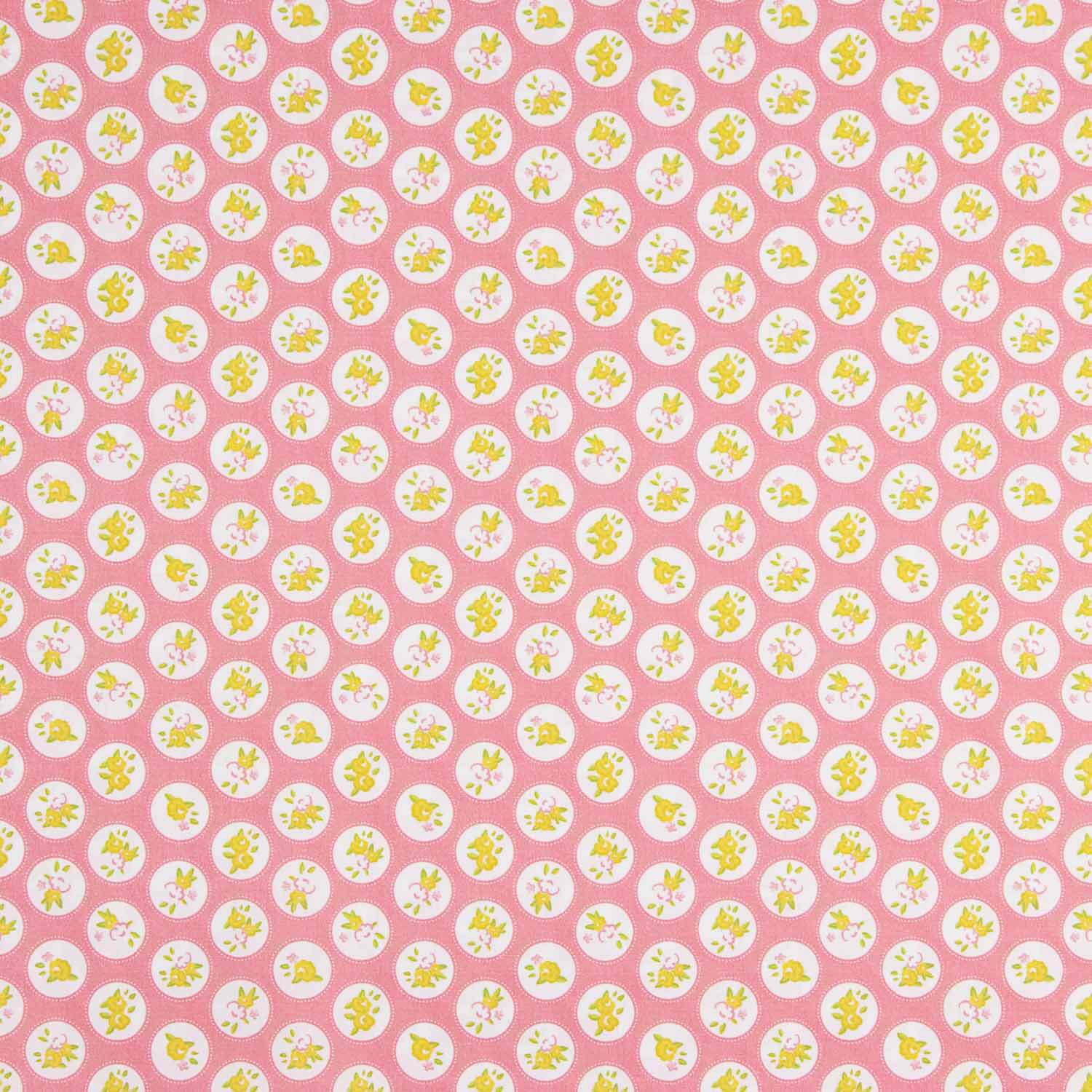 Pink Circle Bunny Print Calico - Ribes y Casals