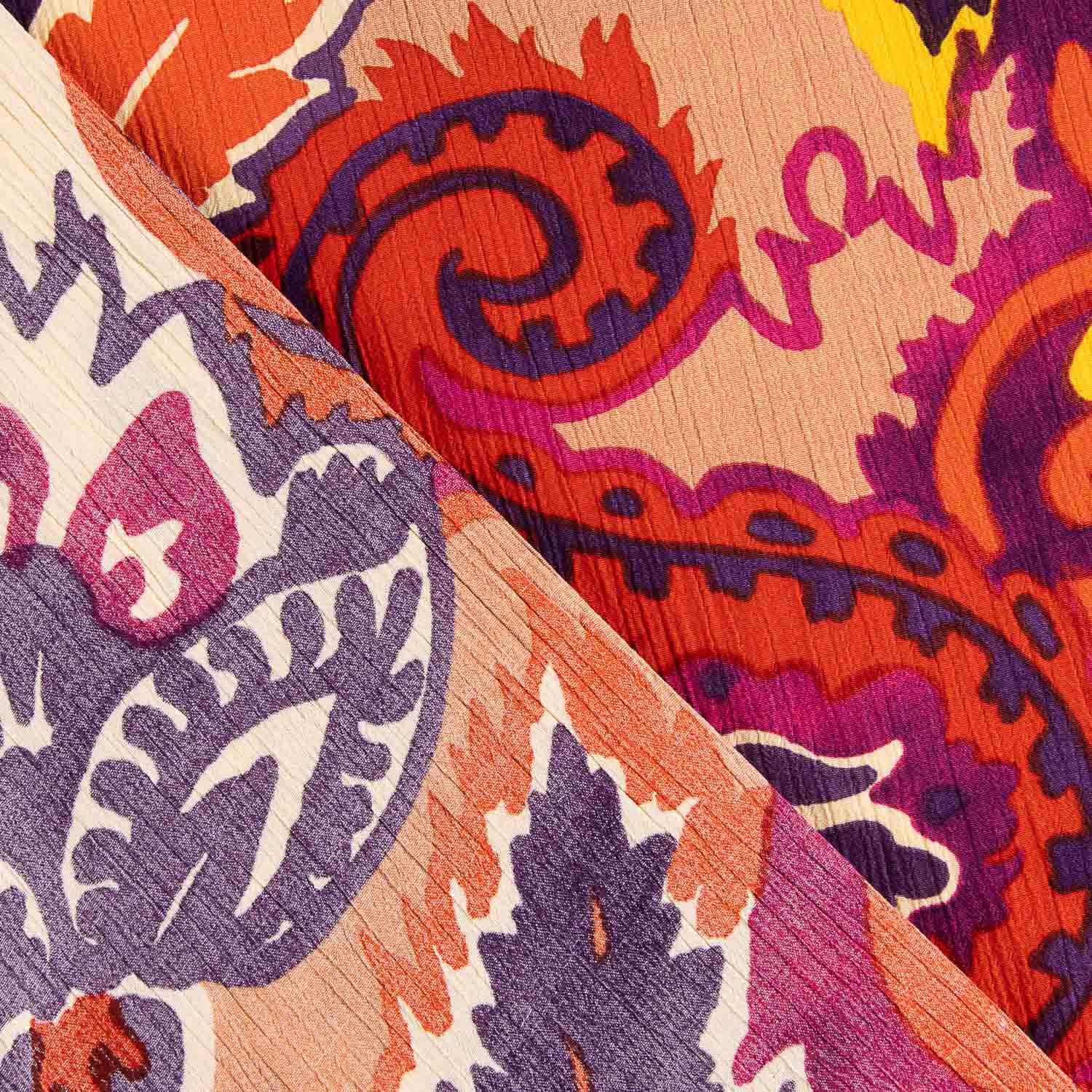 Paisley Sunset Printed Bambula Viscose Remnant – Various sizes x 135 cm wide - Ribes y Casals