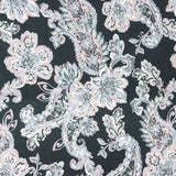 Blue and Pink Floral Print Viscose Cashmere Satin - Ribes y Casals