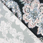 Blue and Pink Floral Print Viscose Cashmere Satin - Ribes y Casals