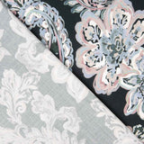 Blue and Pink Floral Print Viscose Cashmere Satin - Ribes y Casals