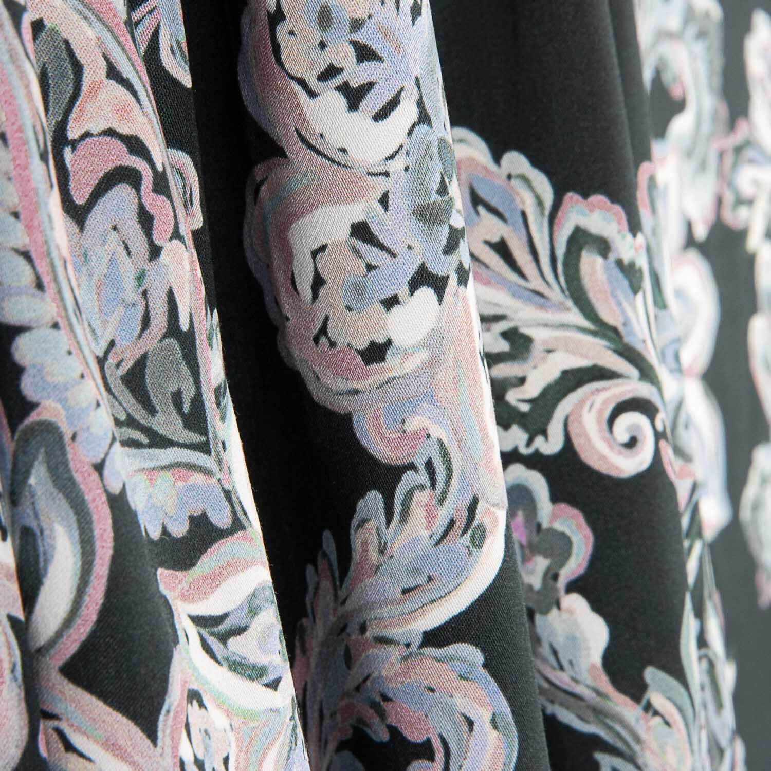 Blue and Pink Floral Print Viscose Cashmere Satin - Ribes y Casals
