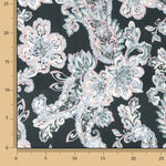 Blue and Pink Floral Print Viscose Cashmere Satin - Ribes y Casals