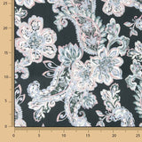 Blue and Pink Floral Print Viscose Cashmere Satin - Ribes y Casals