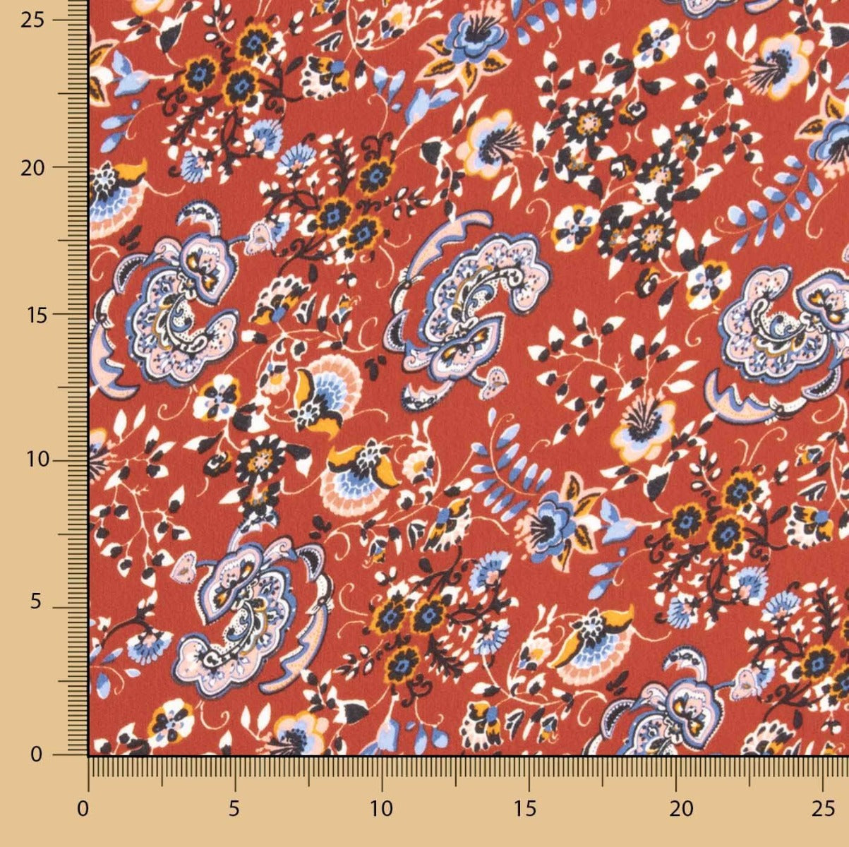 Fire Paisley Satin Crepe - Ribes y Casals