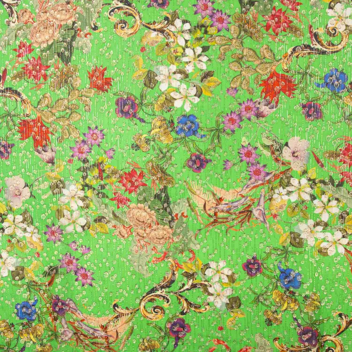 Gasa Georgette Lúrex Jardín Esmeralda - Ribes y Casals