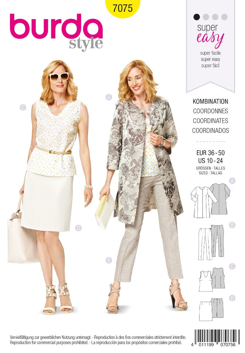 Burda Sewing Pattern 7075 Suit - Ribes y Casals