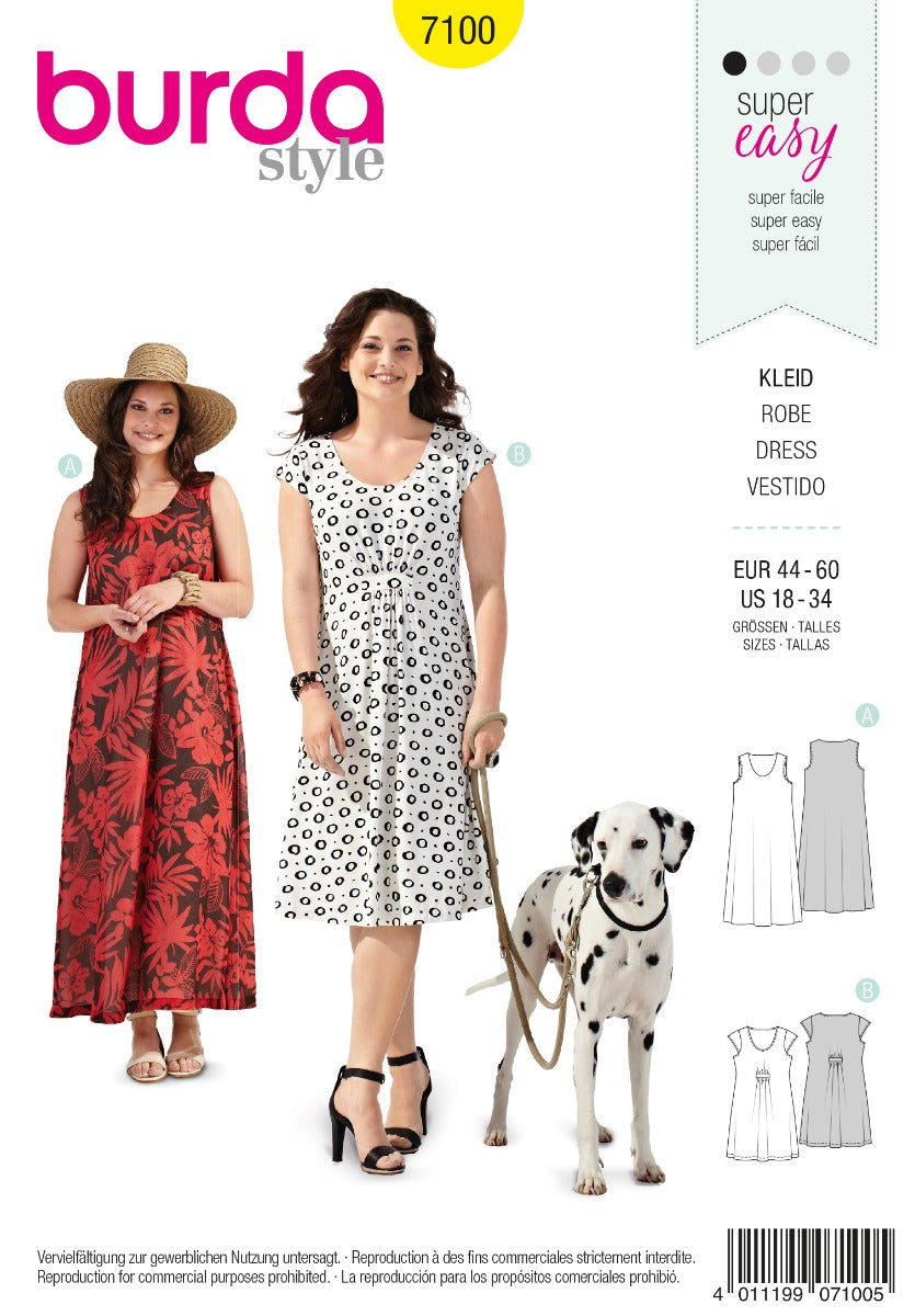 Burda Sewing Pattern 7100 Dress - Ribes y Casals