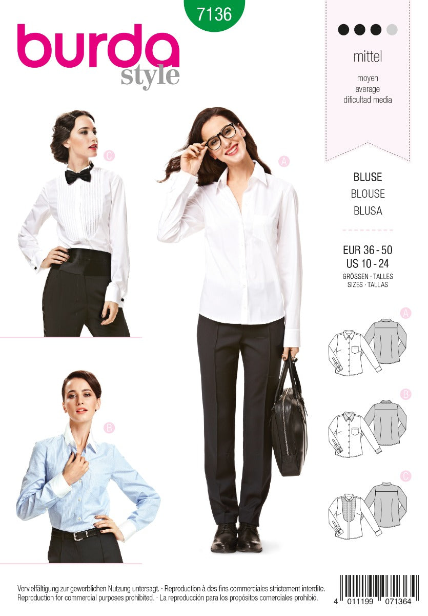 Burda Sewing Pattern 7136 Blouse - Ribes y Casals
