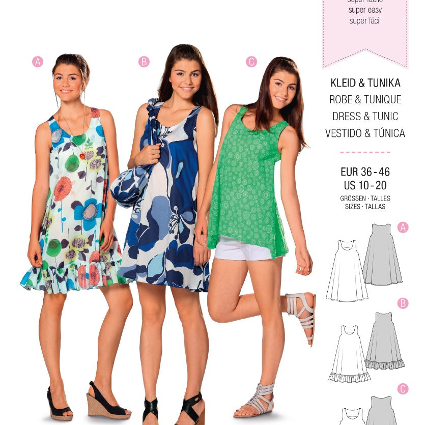 Burda Sewing Pattern 7390 Dress and Blouse - Ribes y Casals