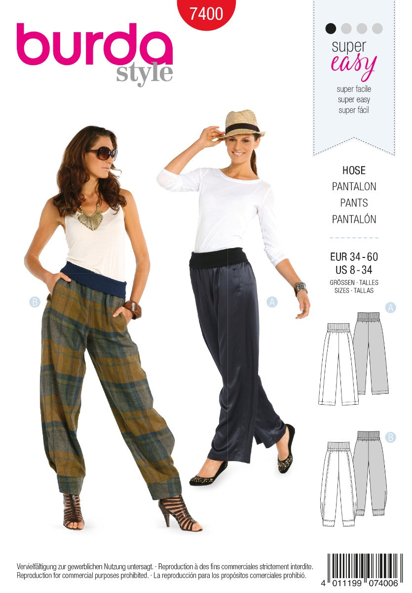 Burda Sewing Pattern 7400 Pants - Ribes y Casals