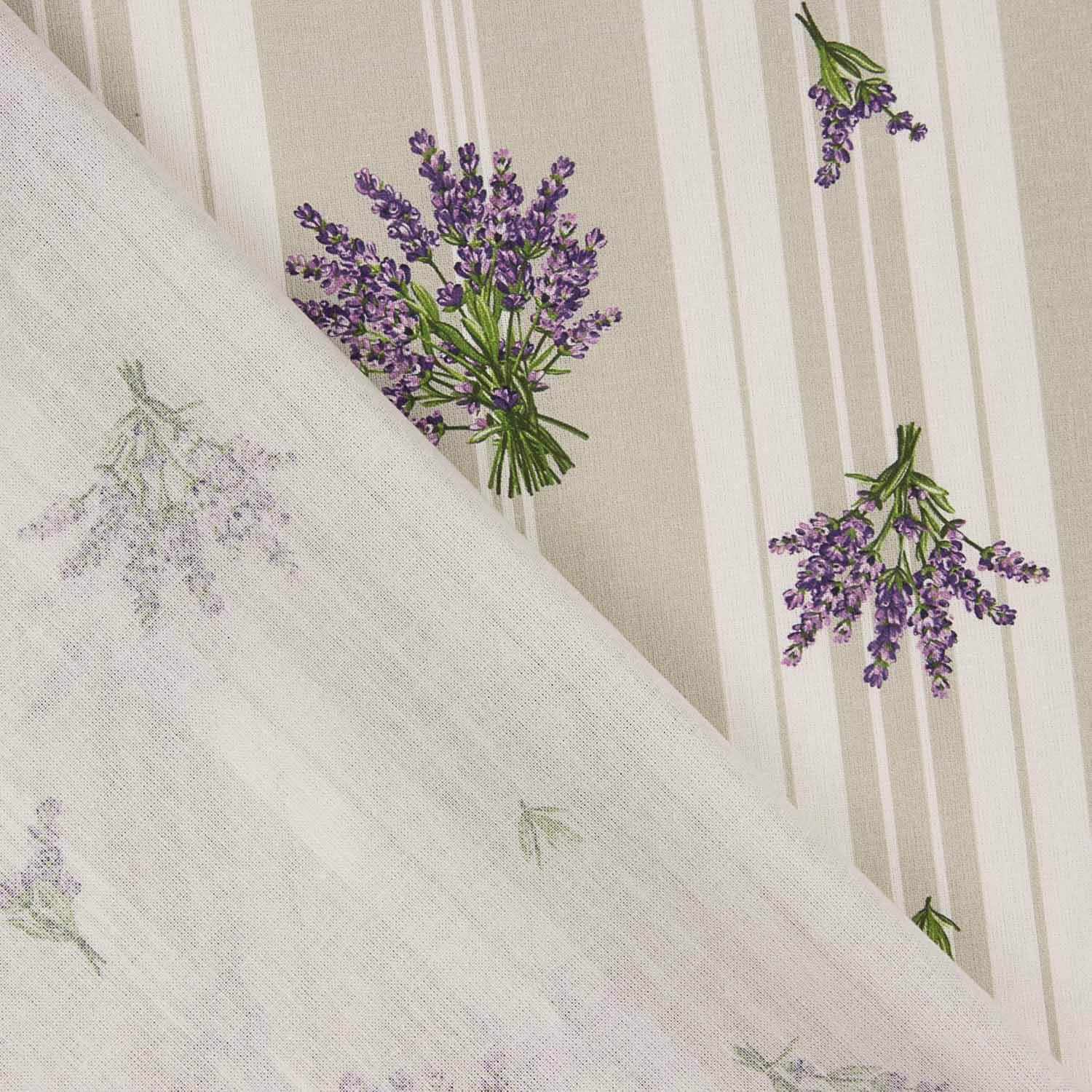 Brushed Cotton Provençal Stripes with Lavender - Ribes y Casals