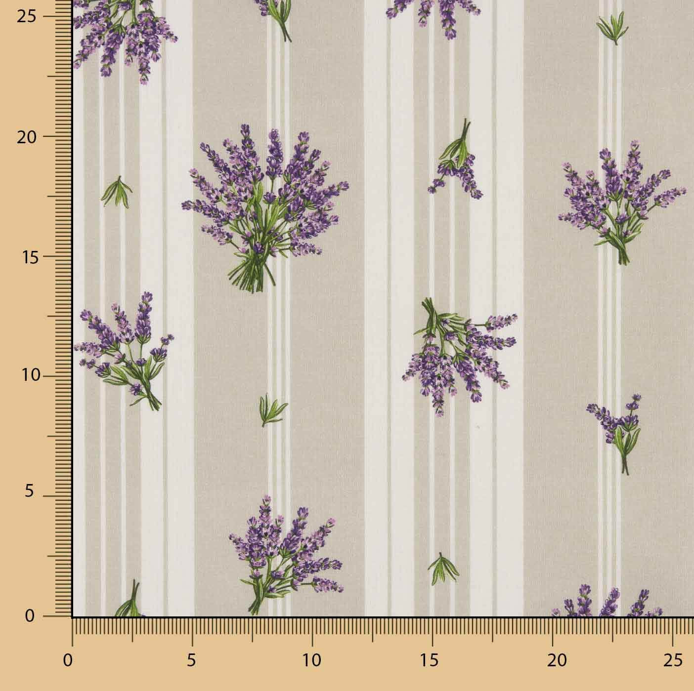 Brushed Cotton Provençal Stripes with Lavender - Ribes y Casals