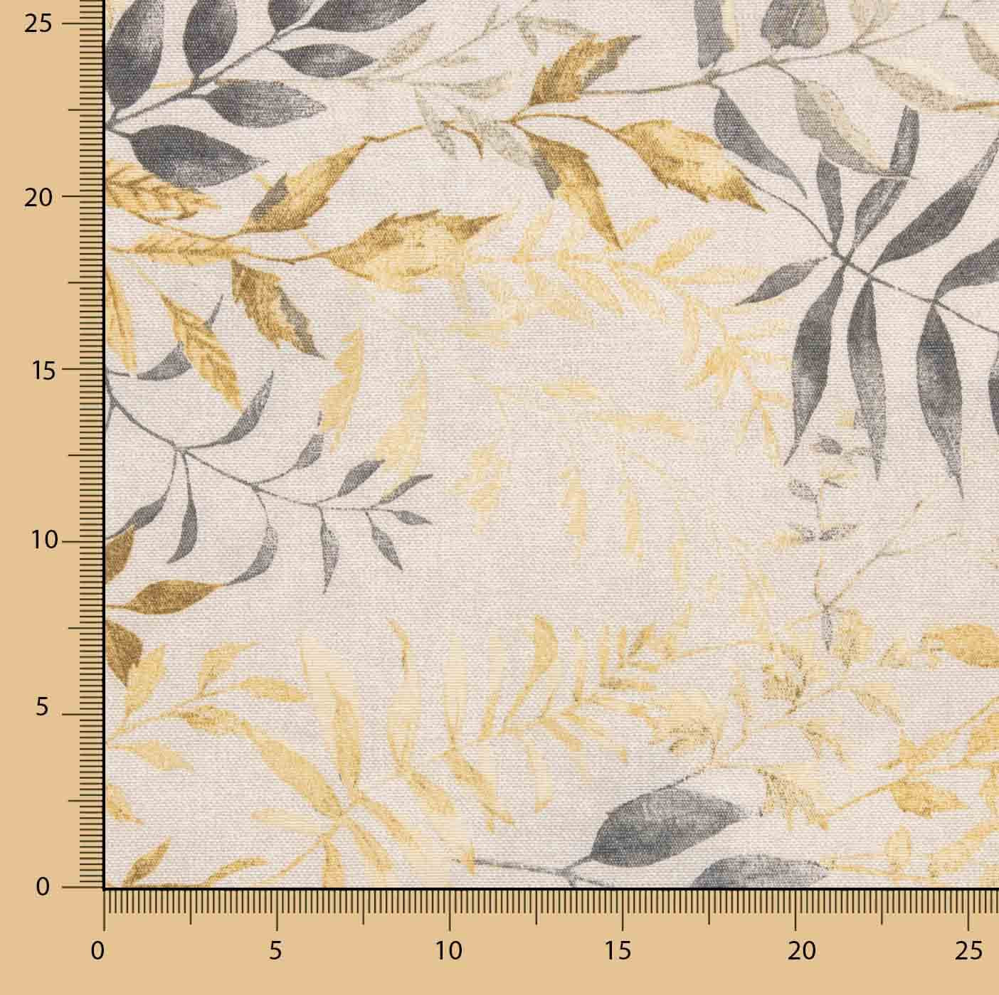 Canvas Mustard and Grey Leaves - Ribes y Casals