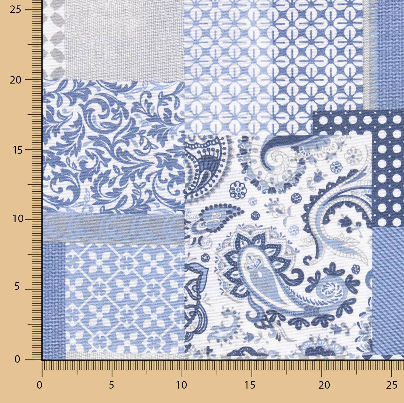 Blue Patchwork Printed Canvas - Ribes y Casals