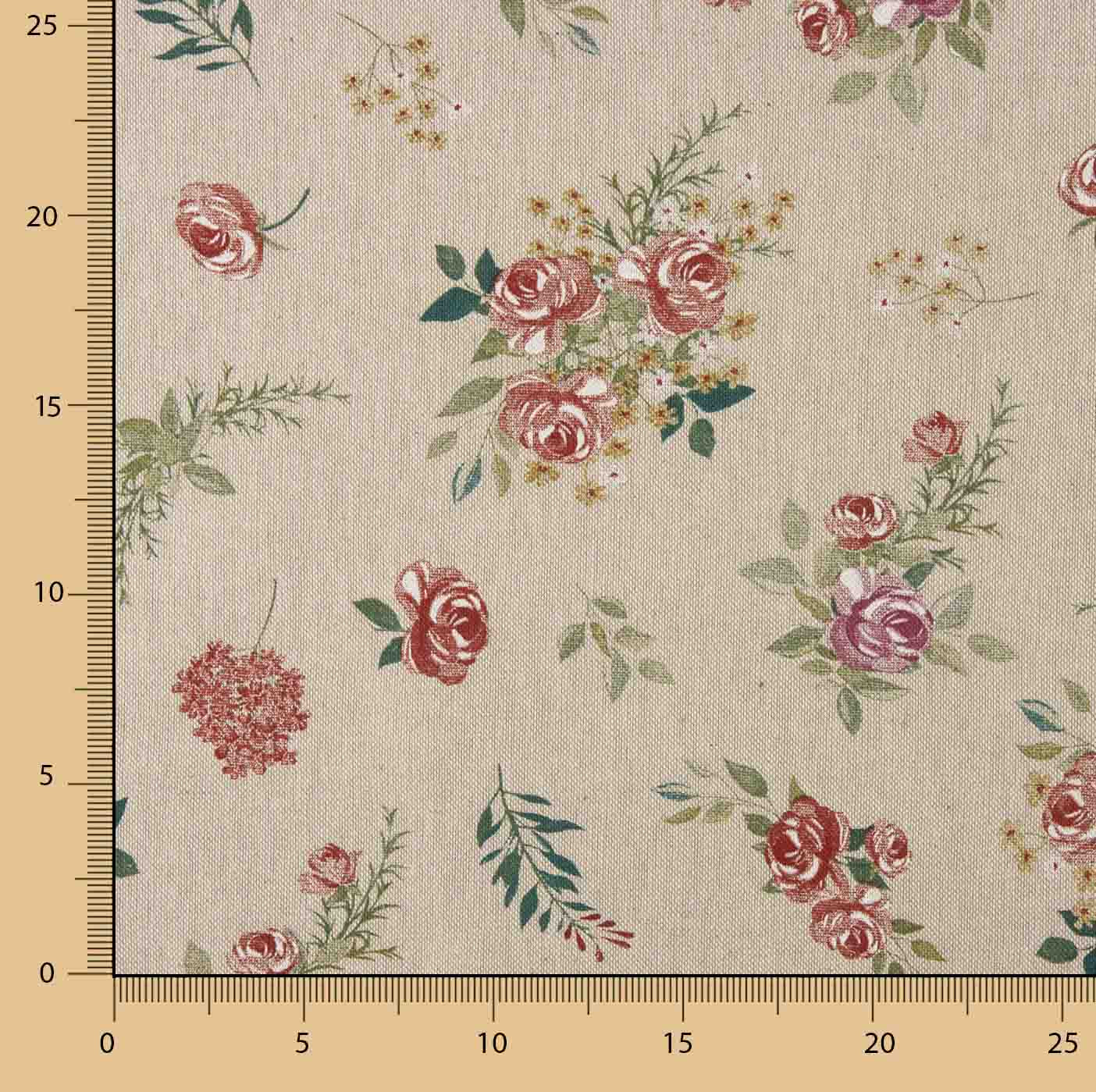 Romantic Floral Print Canvas on Beige - Ribes y Casals