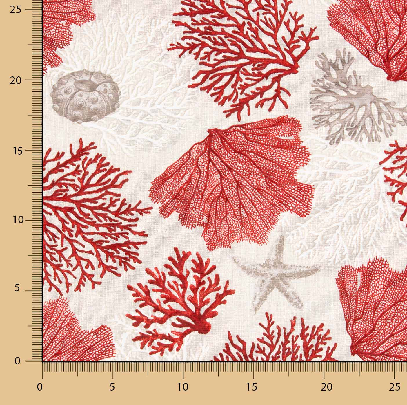 Marine Coral Red Printed Canvas - Ribes y Casals