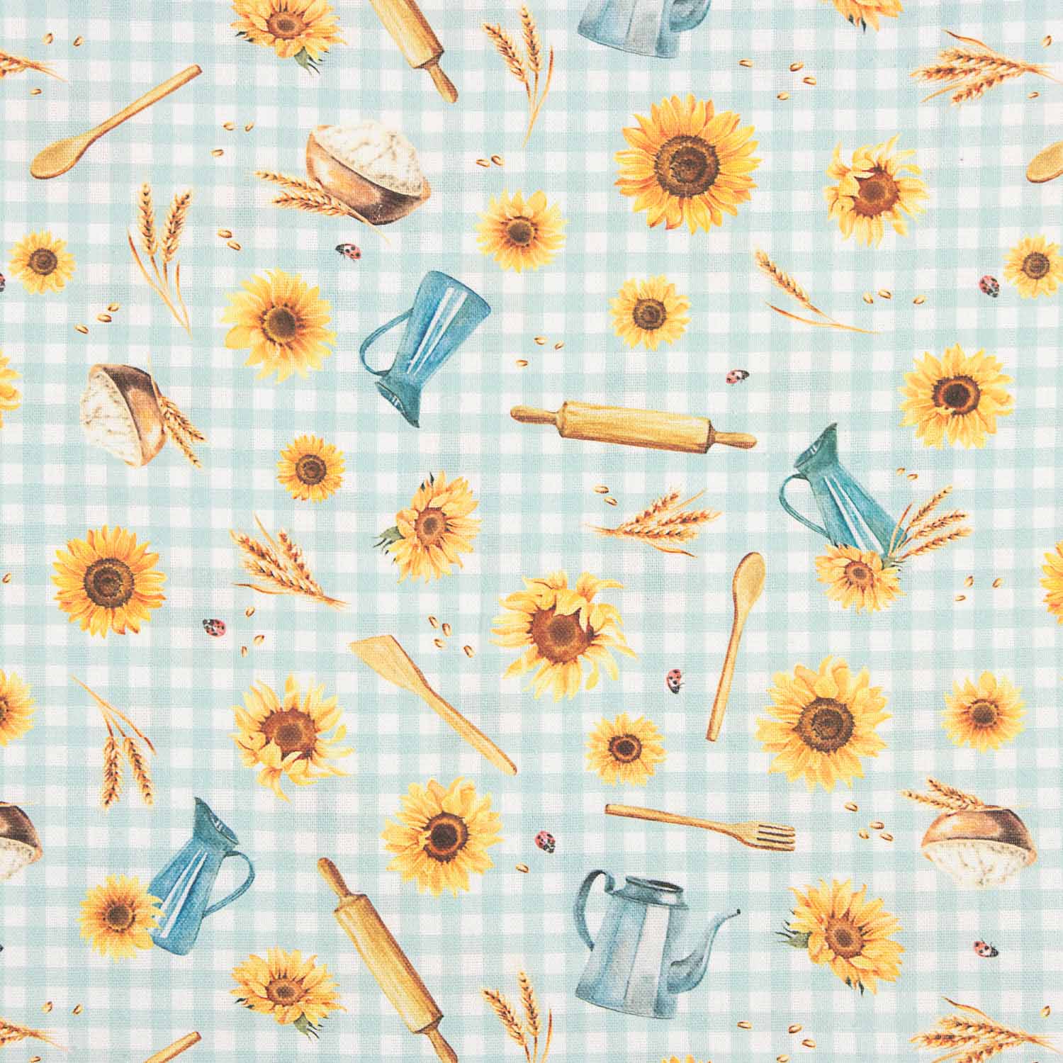 Panama Canvas Printed with Sunflowers and Kitchen Motifs - Ribes y Casals