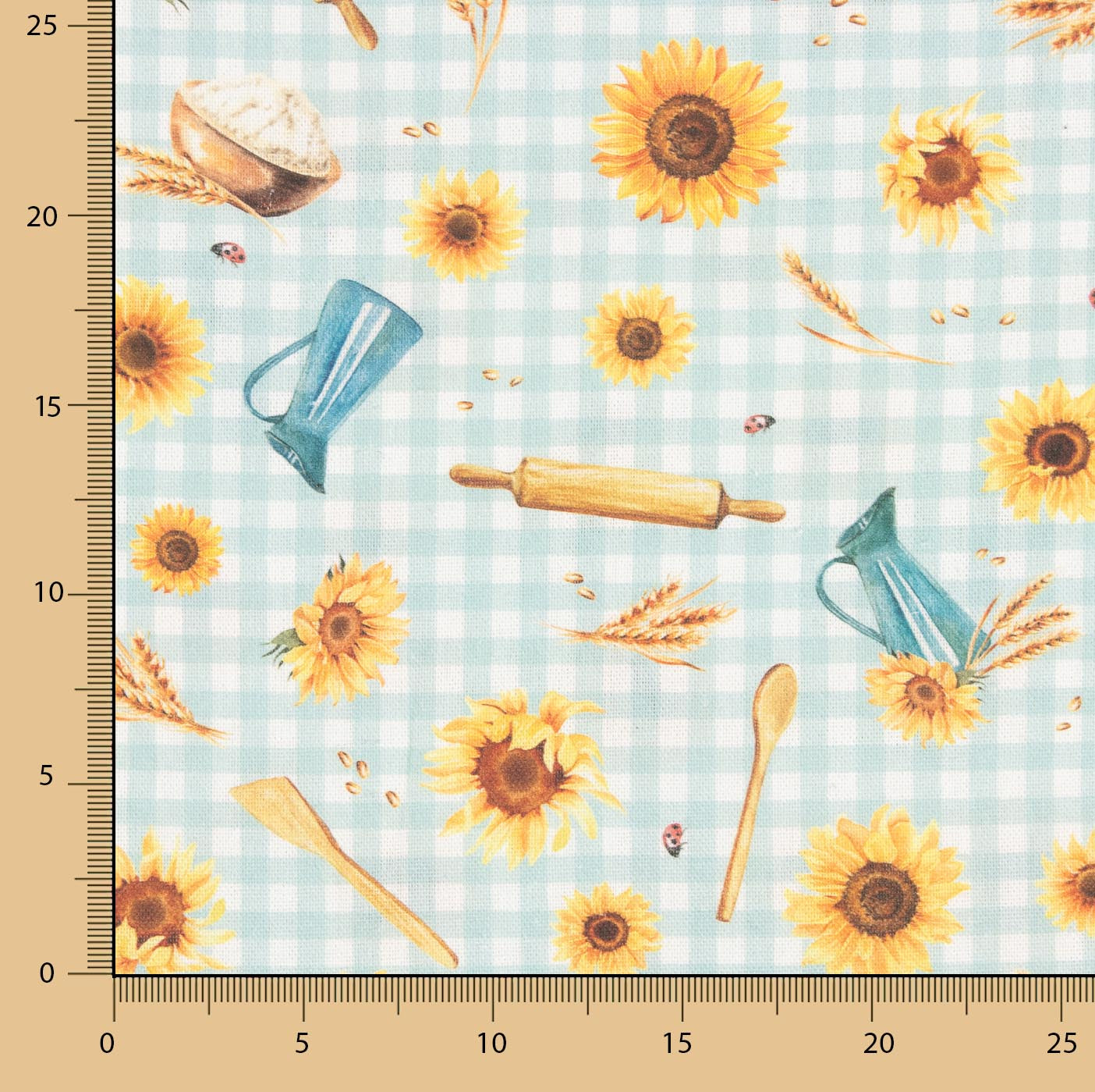 Panama Canvas Printed with Sunflowers and Kitchen Motifs - Ribes y Casals