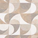 Beige Geometric Curves Printed Cotton Canvas - Ribes y Casals