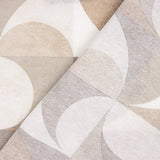 Beige Geometric Curves Printed Cotton Canvas - Ribes y Casals