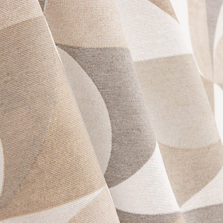 Beige Geometric Curves Printed Cotton Canvas - Ribes y Casals