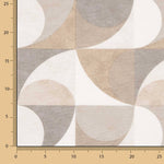 Beige Geometric Curves Printed Cotton Canvas - Ribes y Casals