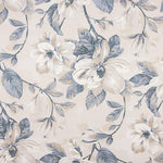Blue and Beige Watercolour Floral Print Cotton Canvas - Ribes y Casals
