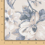 Blue and Beige Watercolour Floral Print Cotton Canvas - Ribes y Casals