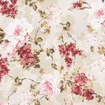 Romantic Floral Printed Cotton Canvas in Pink and Maroon - Ribes y Casals