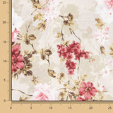 Romantic Floral Printed Cotton Canvas in Pink and Maroon - Ribes y Casals