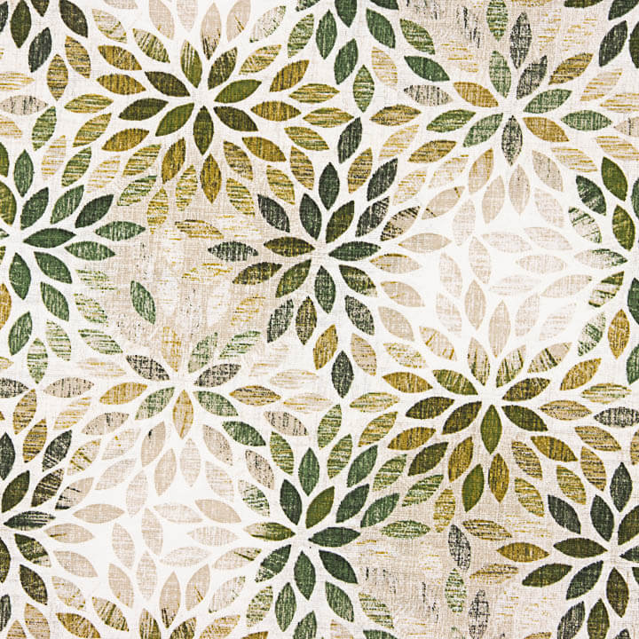 Printed Green Leaf Rosette Cotton Canvas - Ribes y Casals