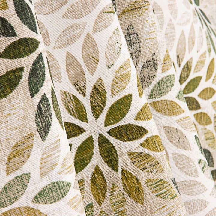 Printed Green Leaf Rosette Cotton Canvas - Ribes y Casals