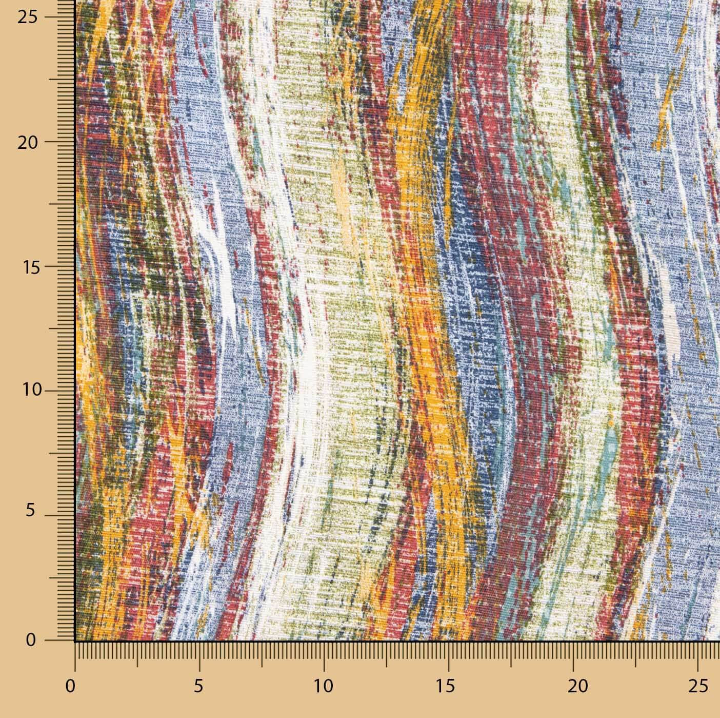 Multicoloured Printed Wavy Cotton Canvas - Ribes y Casals